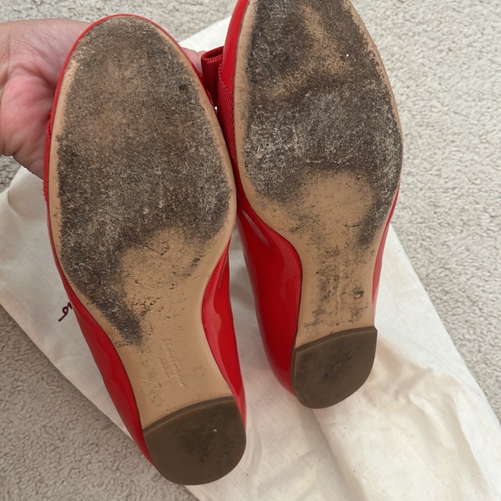 Salvatore Ferragamo Flat Red Pattern Ballerina Sh… - image 5